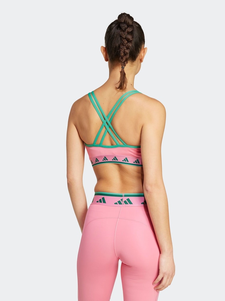 adidas Pink/Green Aeroready Long Sleeve Hyperglam Bra - Image 2 of 8