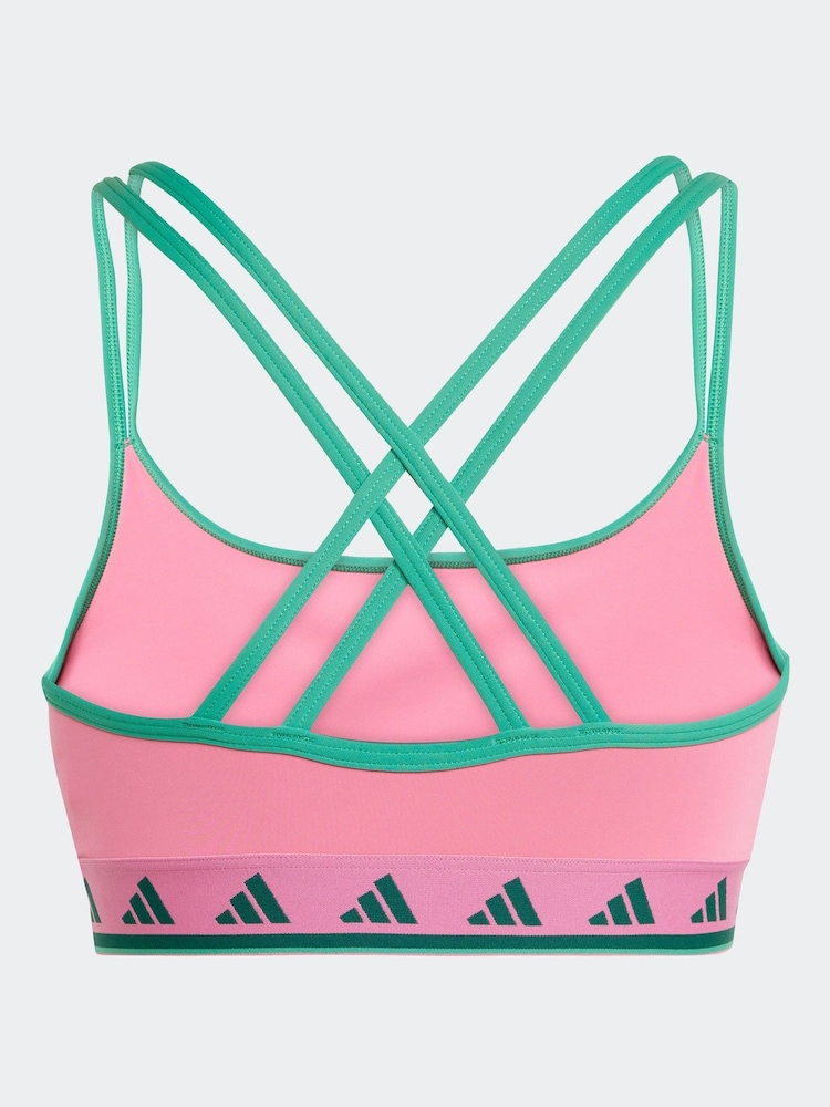 adidas Pink/Green Aeroready Long Sleeve Hyperglam Bra - Image 8 of 8