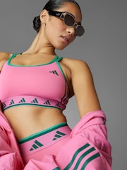 adidas Pink/Green Aeroready Long Sleeve Hyperglam Bra - Image 9 of 17