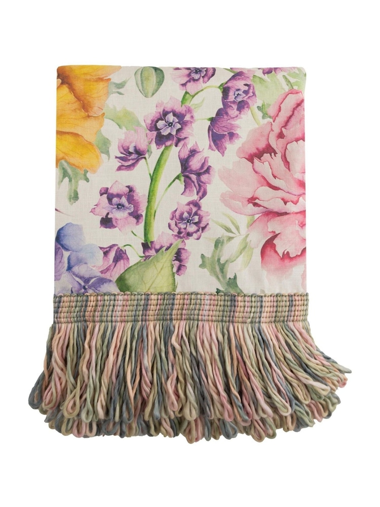 Voyage Maison Sage Elai Floral Ruche Fringed Cushion - Image 6 of 6
