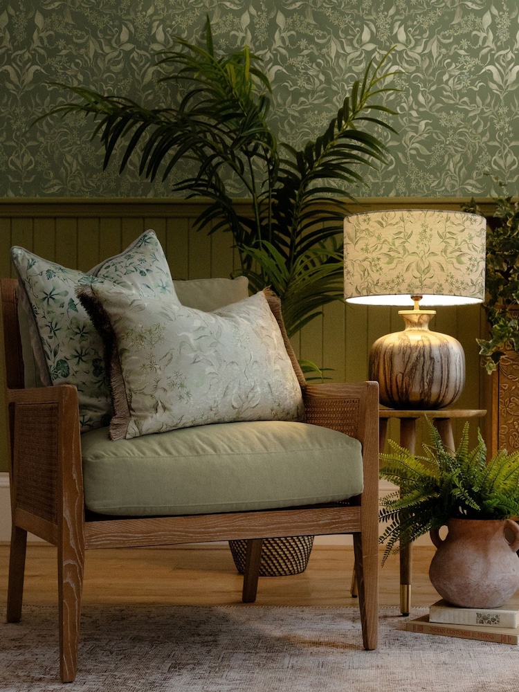 Voyage Maison Eden Hettie Printed Ruched Fringe Cushion - Image 1 of 4