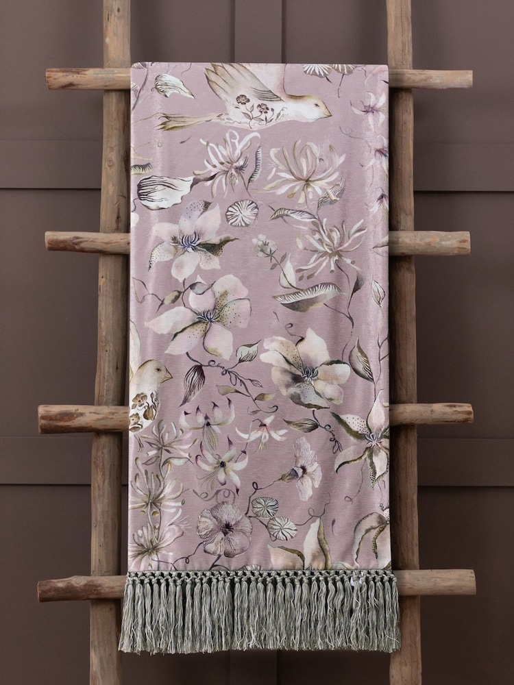 Voyage Maison Denim Elai Floral Ruche Fringed Cushion - Image 2 of 6
