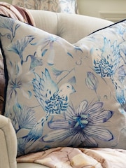 Voyage Maison Blue Sybil Printed Piped Cushion - Image 1 of 4