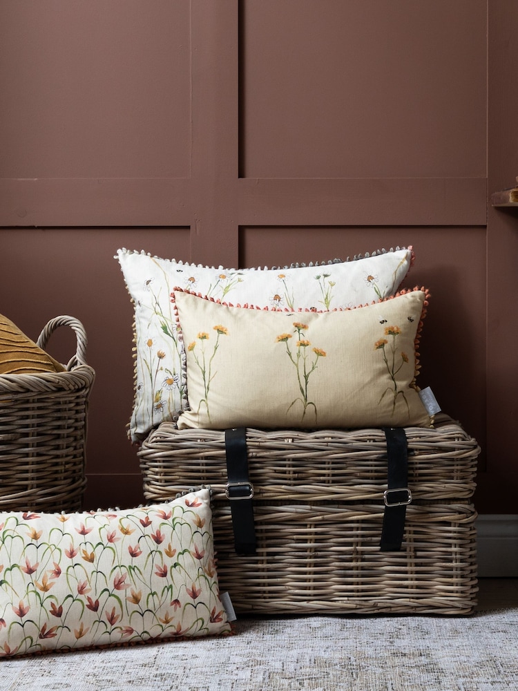 Voyage Maison Linen Allimore Floral Pom-Pom Cushion - Image 2 of 6