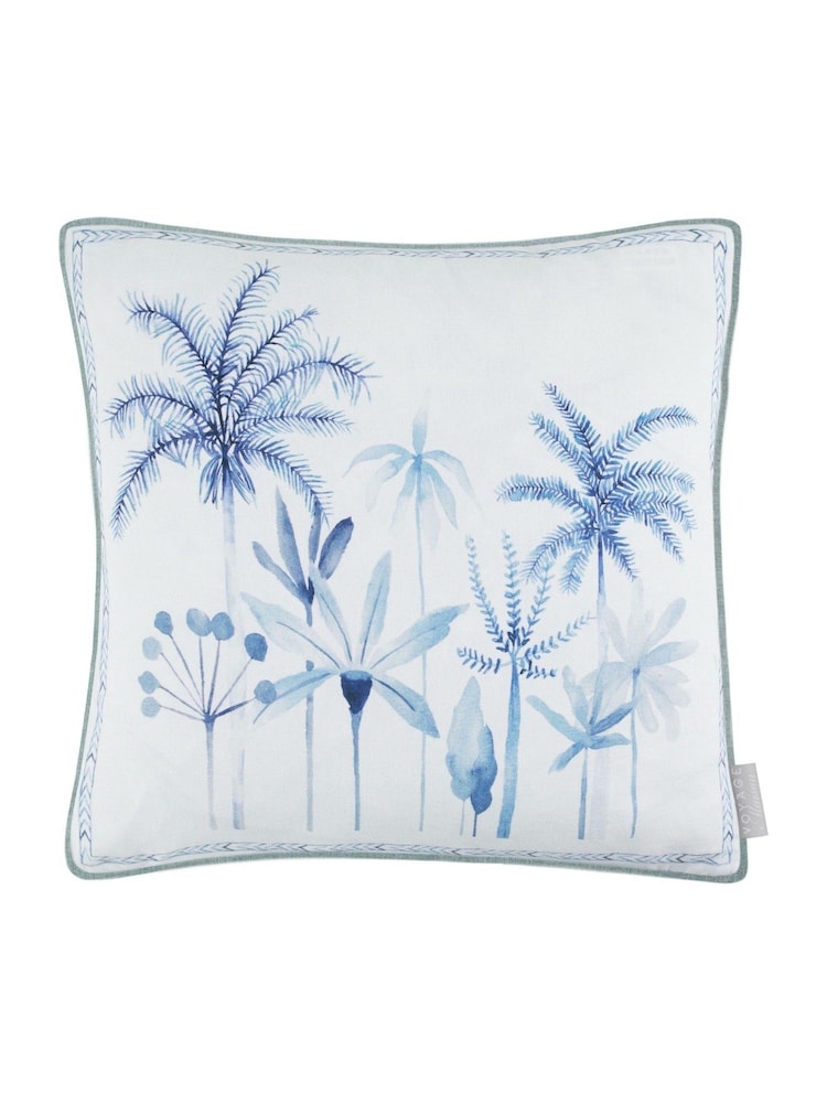 Voyage Maison Cobalt Cozzo Printed Piped 100% Cotton Cushion - Image 1 of 2