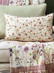 Voyage Maison Linen Fresia Floral Pom Pom Cushion - Image 1 of 5