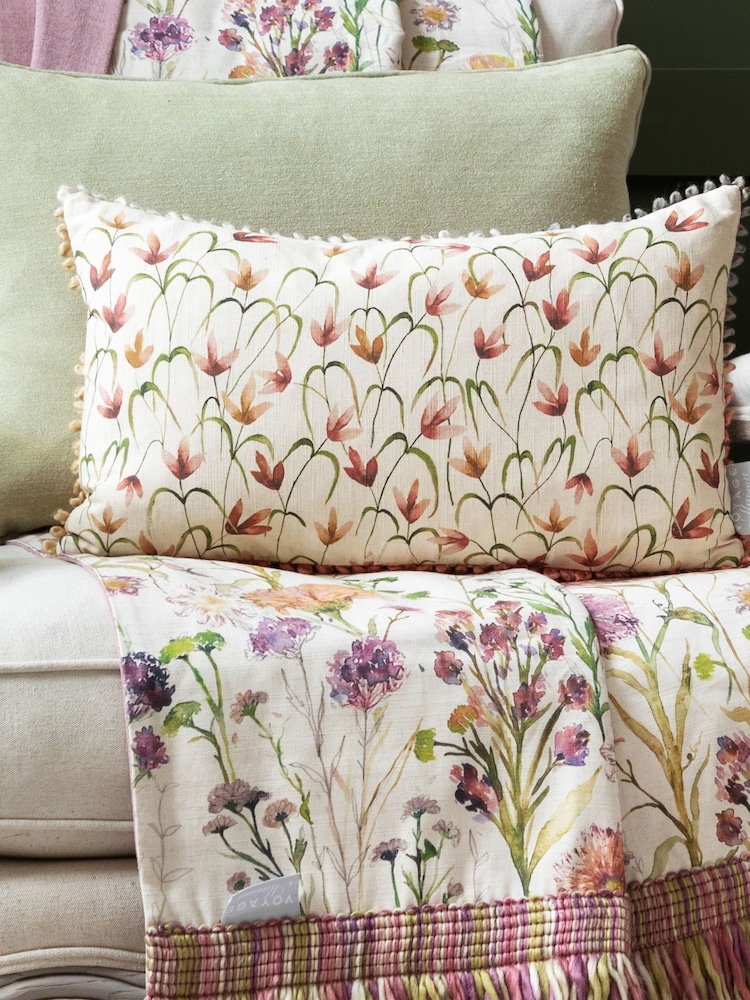 Voyage Maison Linen Fresia Floral Pom Pom Cushion - Image 1 of 5