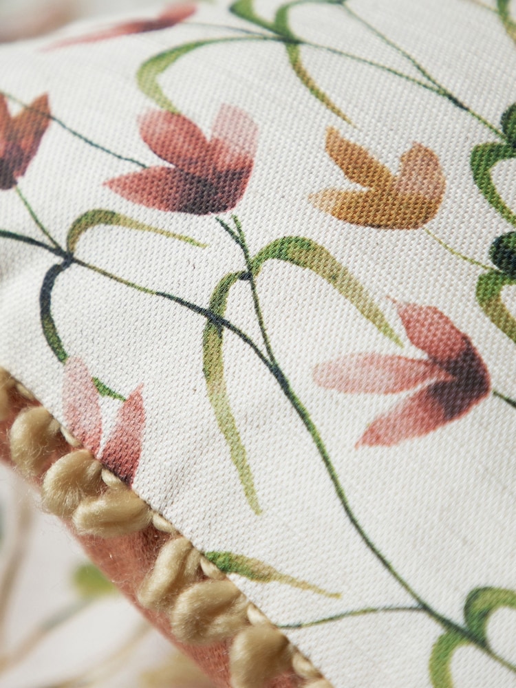 Voyage Maison Linen Fresia Floral Pom Pom Cushion - Image 5 of 5