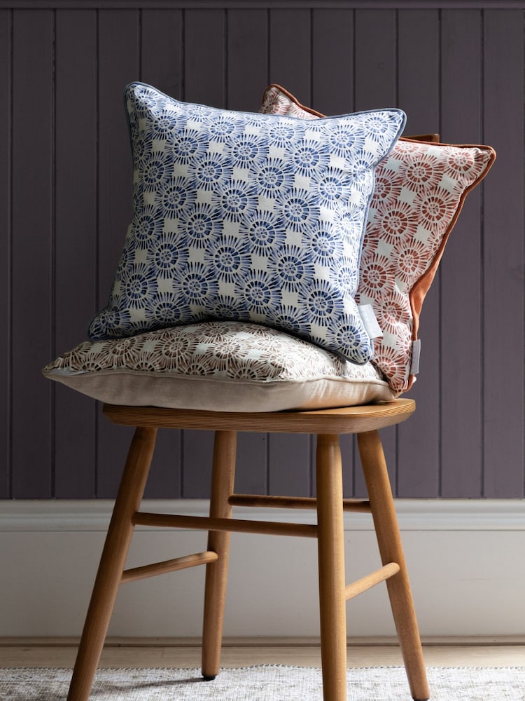 Voyage Maison Denim Vali Geometric Piped Cushion - Image 1 of 5