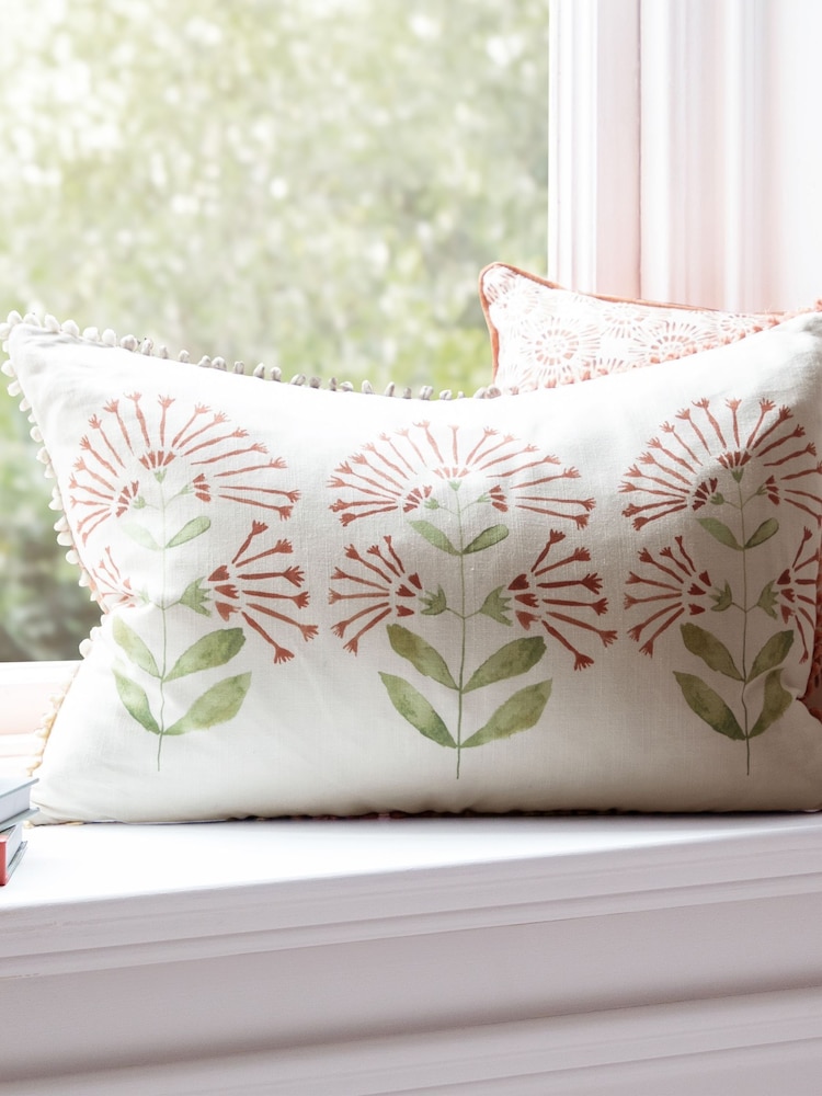 Voyage Maison Terracotta Neri Printed Pom-Pom Cushion - Image 1 of 5