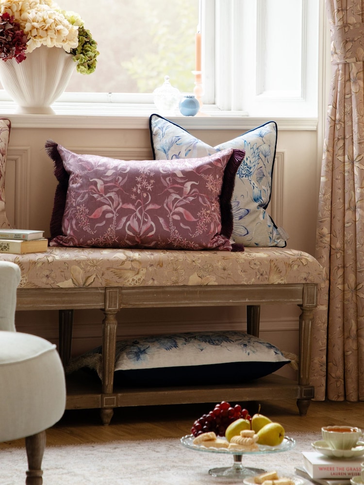 Voyage Maison Hettie Printed Ruched Fringe Cushion - Image 1 of 6