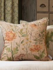 Voyage Maison Apricot Dalamere Floral Pom-Pom Cushion - Image 1 of 6