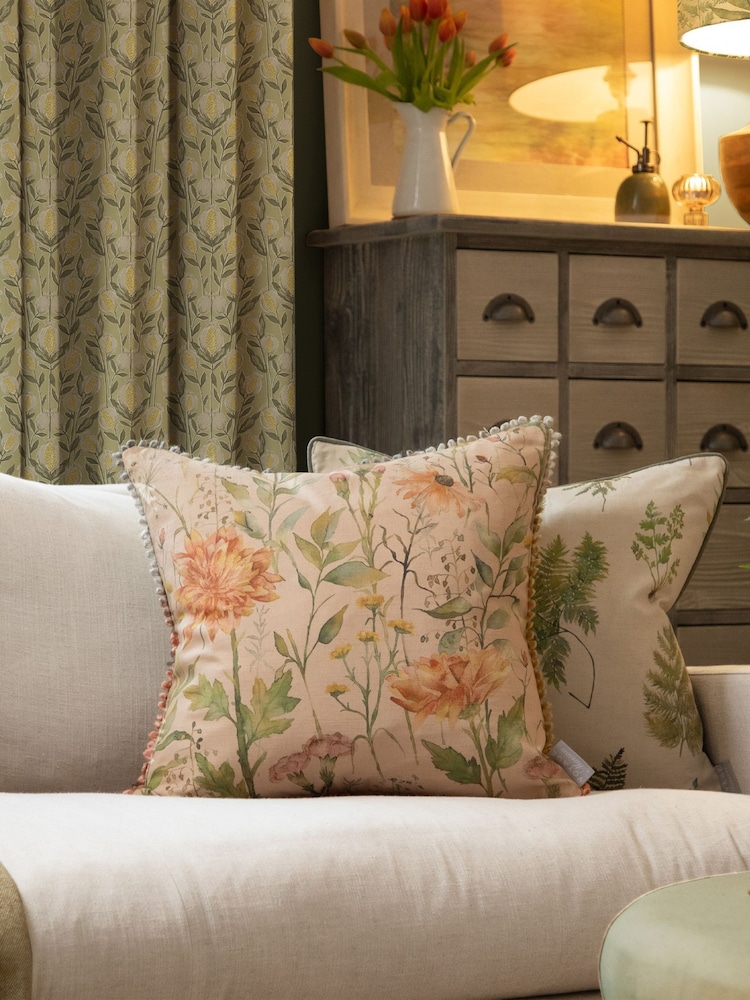 Voyage Maison Apricot Dalamere Floral Pom-Pom Cushion - Image 2 of 6