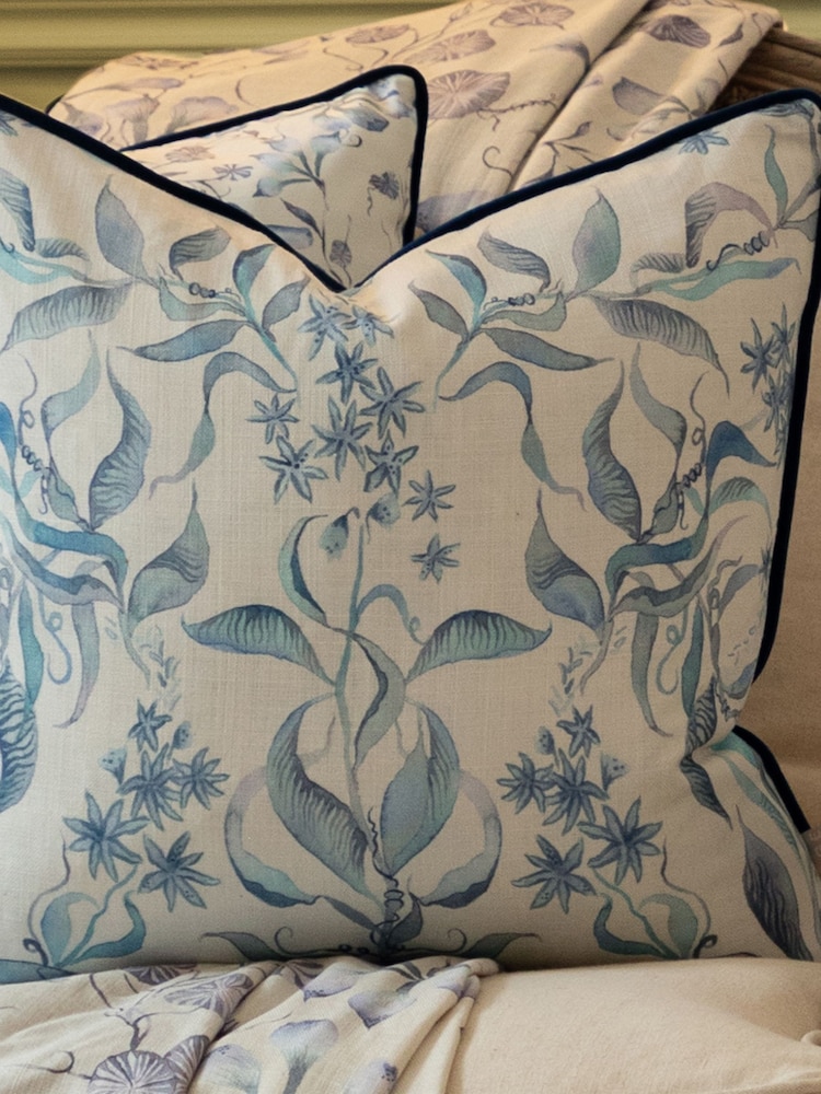 Voyage Maison Blue Hettie Printed Piped Cushion - Image 2 of 5
