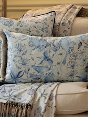 Voyage Maison Blue Floella Printed Ruched Fringe Cushion - Image 2 of 4