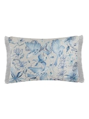 Voyage Maison Blue Floella Printed Ruched Fringe Cushion - Image 3 of 4