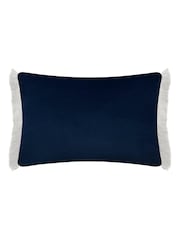 Voyage Maison Blue Floella Printed Ruched Fringe Cushion - Image 4 of 4