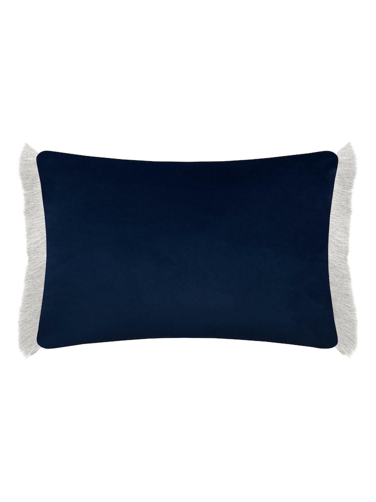 Voyage Maison Blue Floella Printed Ruched Fringe Cushion - Image 4 of 4