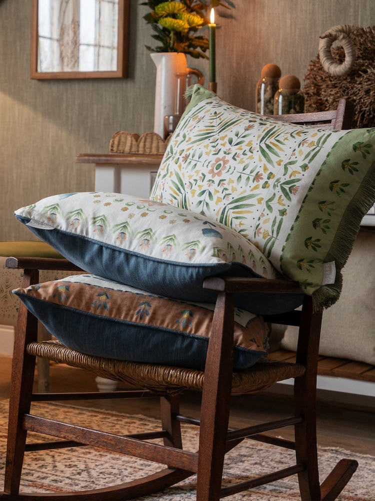 Voyage Maison Sage Kari Printed Fringe Cushion - Image 2 of 6 Voyage Maison Sage Kari Printed Fringe Cushion - Image 2 of 6