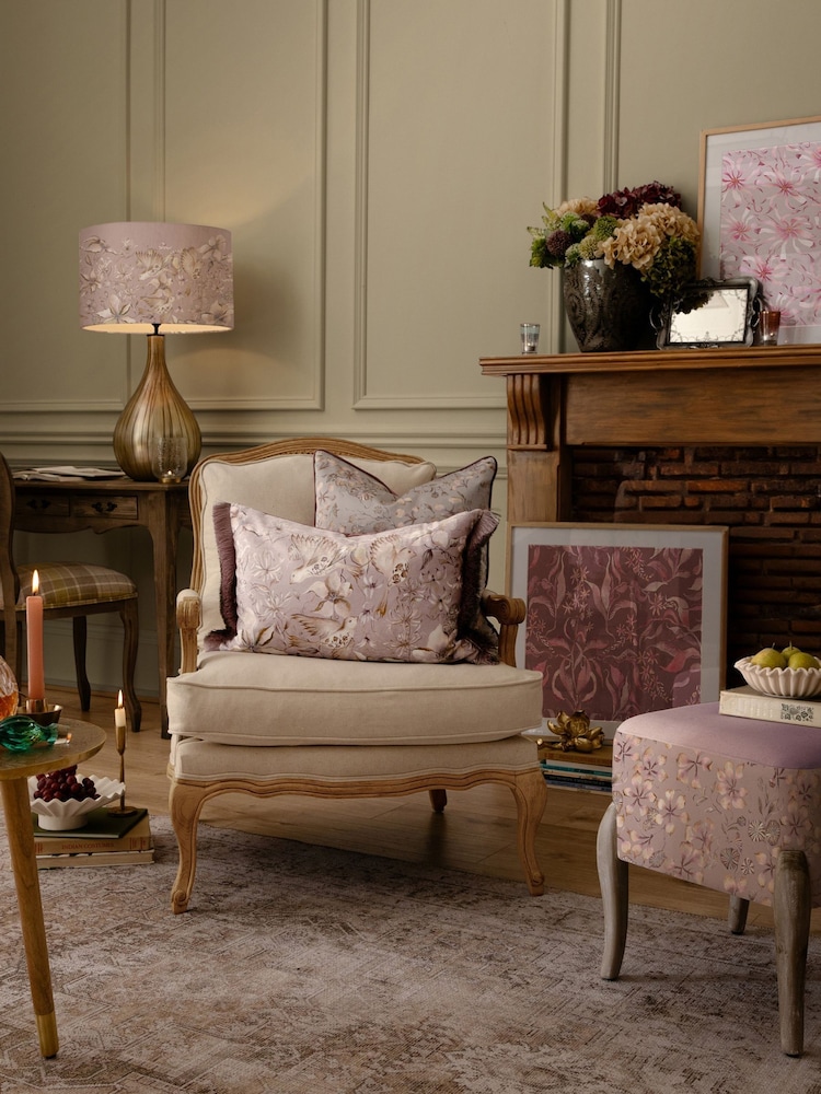 Voyage Maison Viola Floella Printed Ruched Fringe Cushion - Image 1 of 4