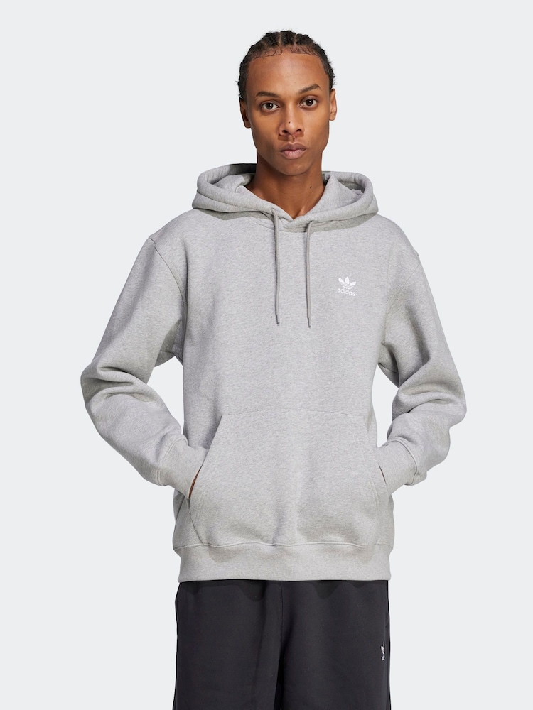 adidas Originals Light Grey Trefoil Essentials Loose Fit Hoodie - Image 1 of 6