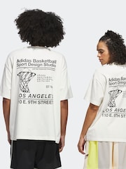 adidas Originals White Sport Design Studio Store Graphic T-Shirt - Image 1 of 6