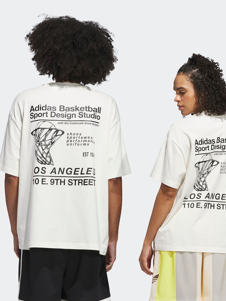adidas Originals White Sport Design Studio Store Graphic T-Shirt - Image 1 of 6