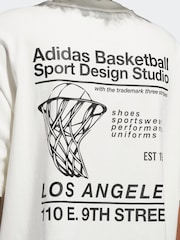 adidas Originals White Sport Design Studio Store Graphic T-Shirt - Image 5 of 6