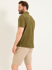 FatFace Khaki Green Short Sleeve Swirl Embroidered Shirt - Image 3 of 7