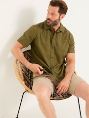 FatFace Khaki Green Short Sleeve Swirl Embroidered Shirt - Image 4 of 7