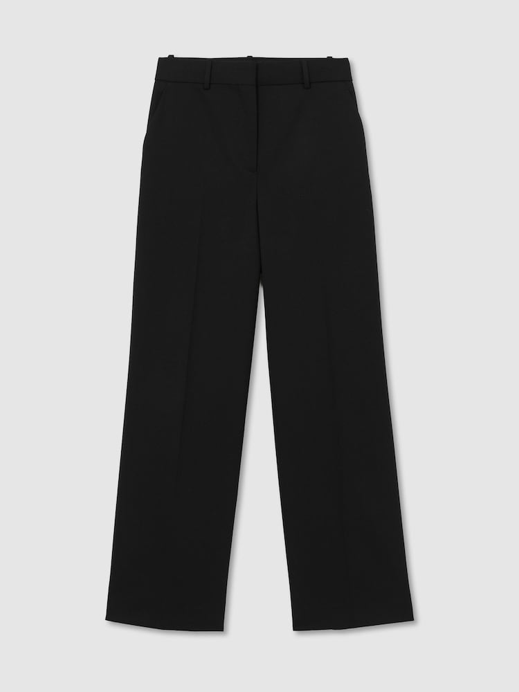 Reiss Black Dakota Petite Wool-Blend Wide-Leg Tuxedo Trousers - Image 2 of 8 Reiss Black Dakota Petite Wool-Blend Wide-Leg Tuxedo Trousers - Image 2 of 8