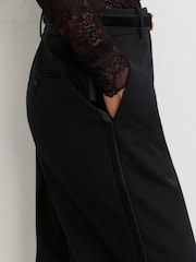 Reiss Black Dakota Petite Wool-Blend Wide-Leg Tuxedo Trousers - Image 4 of 8