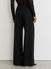 Reiss Black Dakota Petite Wool-Blend Wide-Leg Tuxedo Trousers - Image 6 of 8