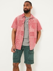 FatFace Terracotta Short Sleeve Patch Print 100% Cotton Shirt - Image 1 of 7