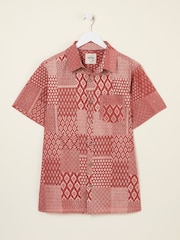 FatFace Terracotta Short Sleeve Patch Print 100% Cotton Shirt - Image 6 of 7