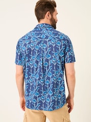 FatFace Blue Short Sleeve Sprig Print 100% Cotton Shirt - Image 3 of 7