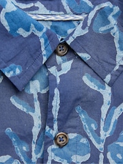 FatFace Blue Short Sleeve Sprig Print 100% Cotton Shirt - Image 7 of 7