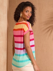 Love & Roses Pink Multi Ombre Stripe Crew Neck Jersey T-Shirt - Image 4 of 4