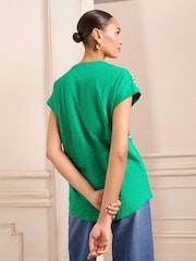 Grüner Animal Print - Love & Roses V-Neck Jersey T-Shirt - Bild 4 von 4
