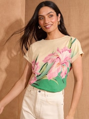 Love & Roses Green Ombre Floral Crew Neck Jersey T-Shirt - Image 1 of 4