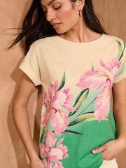 Love & Roses Green Ombre Floral Crew Neck Jersey T-Shirt - Image 2 of 4