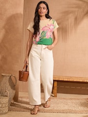 Love & Roses Green Ombre Floral Crew Neck Jersey T-Shirt - Image 3 of 4
