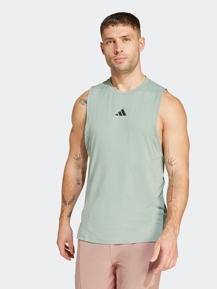 adidas Sage Green Designed For Training Workout Tank Top - Image 1 of 6