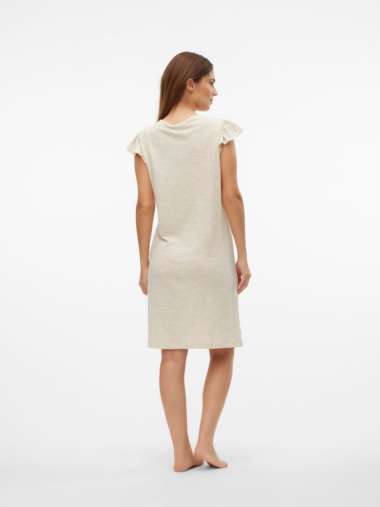 Mamalicious Grey Maternity 100% Cotton Short Sleeve Nightdress with Nursing Function - Image 2 of 5 Mamalicious Grey Maternity 100% Cotton Short Sleeve Nightdress with Nursing Function - Image 2 of 5