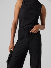 VERO MODA Black Plisse Straight Leg Trousers - Image 2 of 5