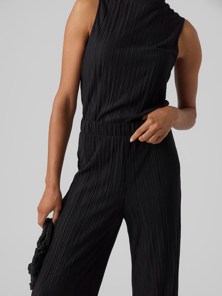 VERO MODA Black Plisse Straight Leg Trousers - Image 2 of 5
