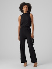 VERO MODA Black Plisse Straight Leg Trousers - Image 3 of 5