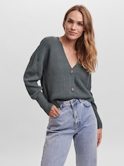VERO MODA Green Button Down Knitted Cardigan - Image 1 of 4