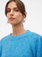 VERO MODA Blue Puff Sleeve Knitted Jumper - Image 3 of 6