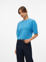 VERO MODA Blue Puff Sleeve Knitted Jumper - Image 4 of 6